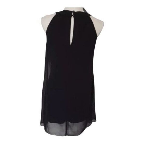 Black Beaded Shift Mini Dress Size S Sleeveless Night Out Lined Button Back - Picture 3 of 10